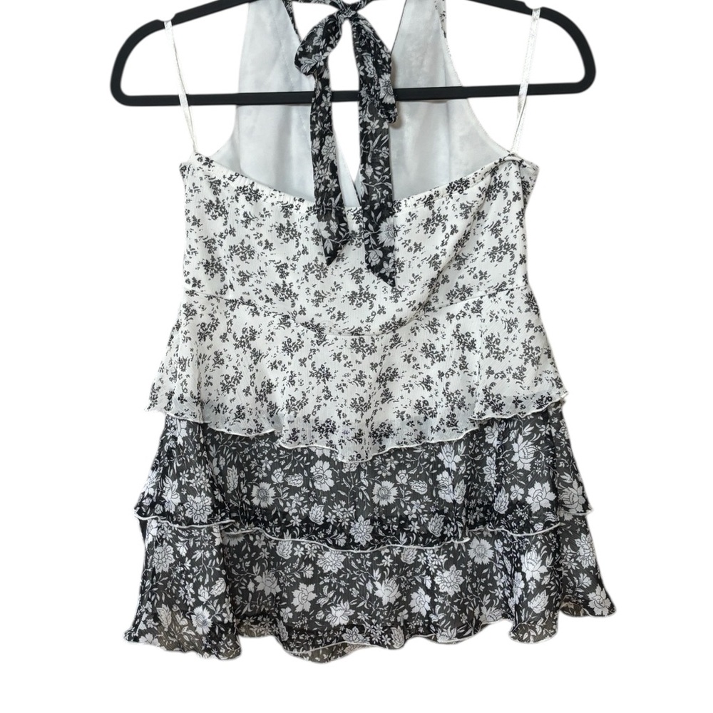 Nicole Benisti Y2K Floral Halter Tiered Ruffle Top L Boho Cottagecore - Picture 3 of 12
